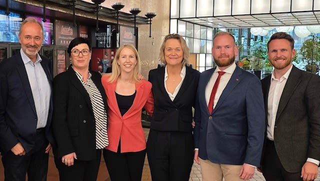 Våre stortingsrepresentanter 2025-2029. Fra venstre: Trond Giske, Anniken Refseth, Kristine L. Solli, Bente Estil, Isak V. Busch og Vebjørn Gorseth.
