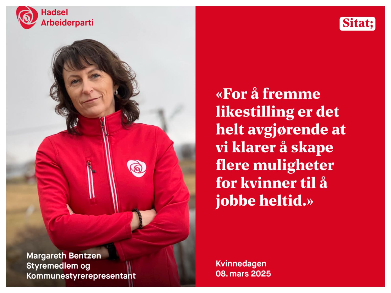 Kvinnedagen - Margareth Bentzen - Fulltidsstillinger