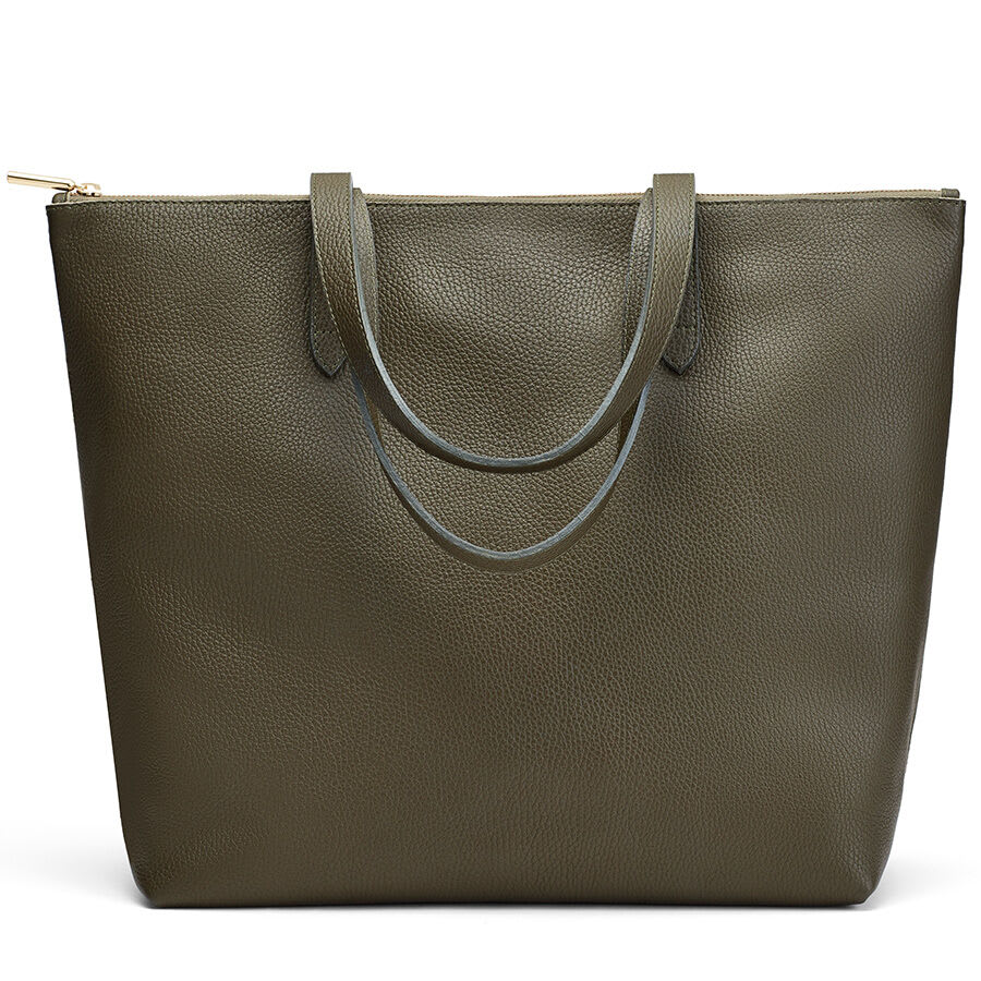 Handmade Classic Leather Zipper Tote