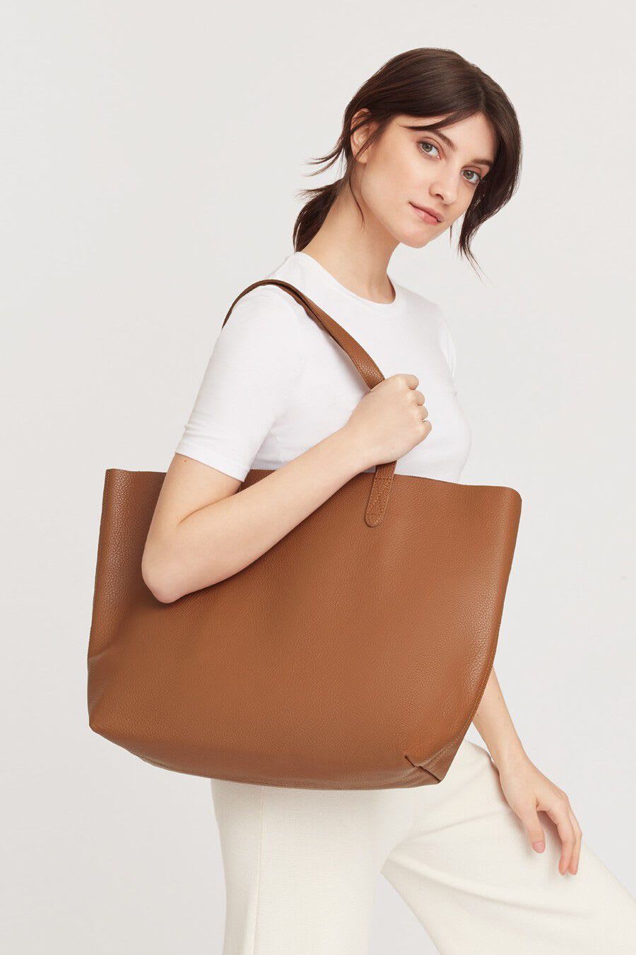 Leather Tote Bag, Lava / Classic / Medium