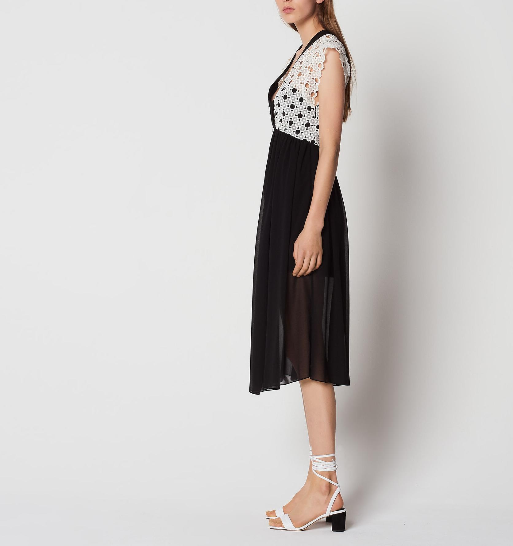 Mid-length dress with floral lace inset | Sandro | Sandro