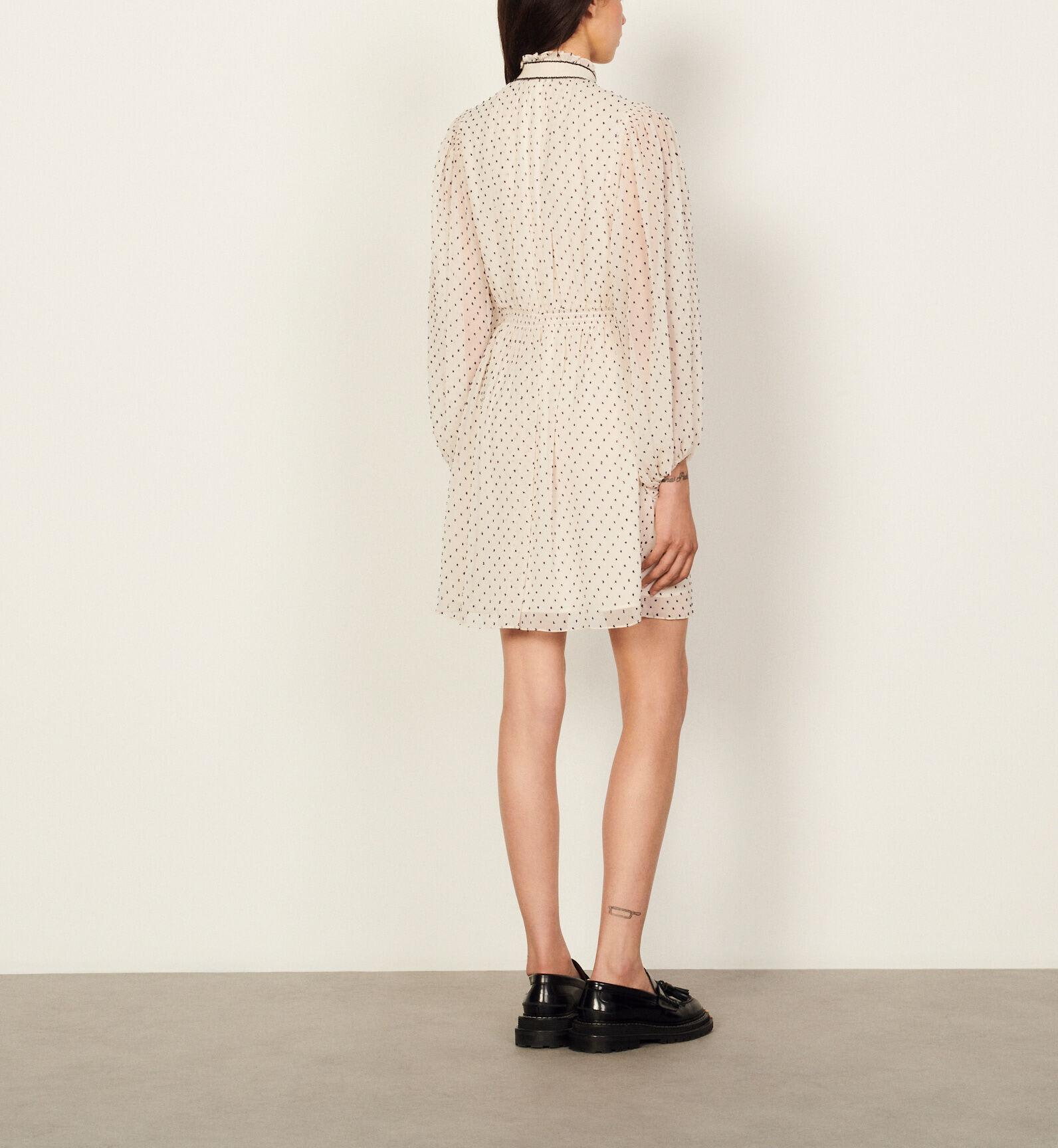 cream swiss dot dress Confte - Swiss Dot Mesh Midi Homecoming Dress
