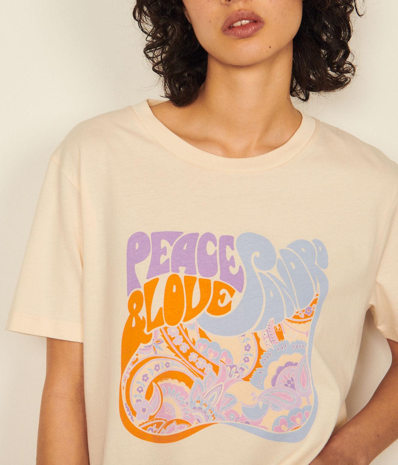 SANDRO ビーズ装飾 コットンTシャツ Organic cotton Peace T-shirt | Sandro | Sandro Secondhand