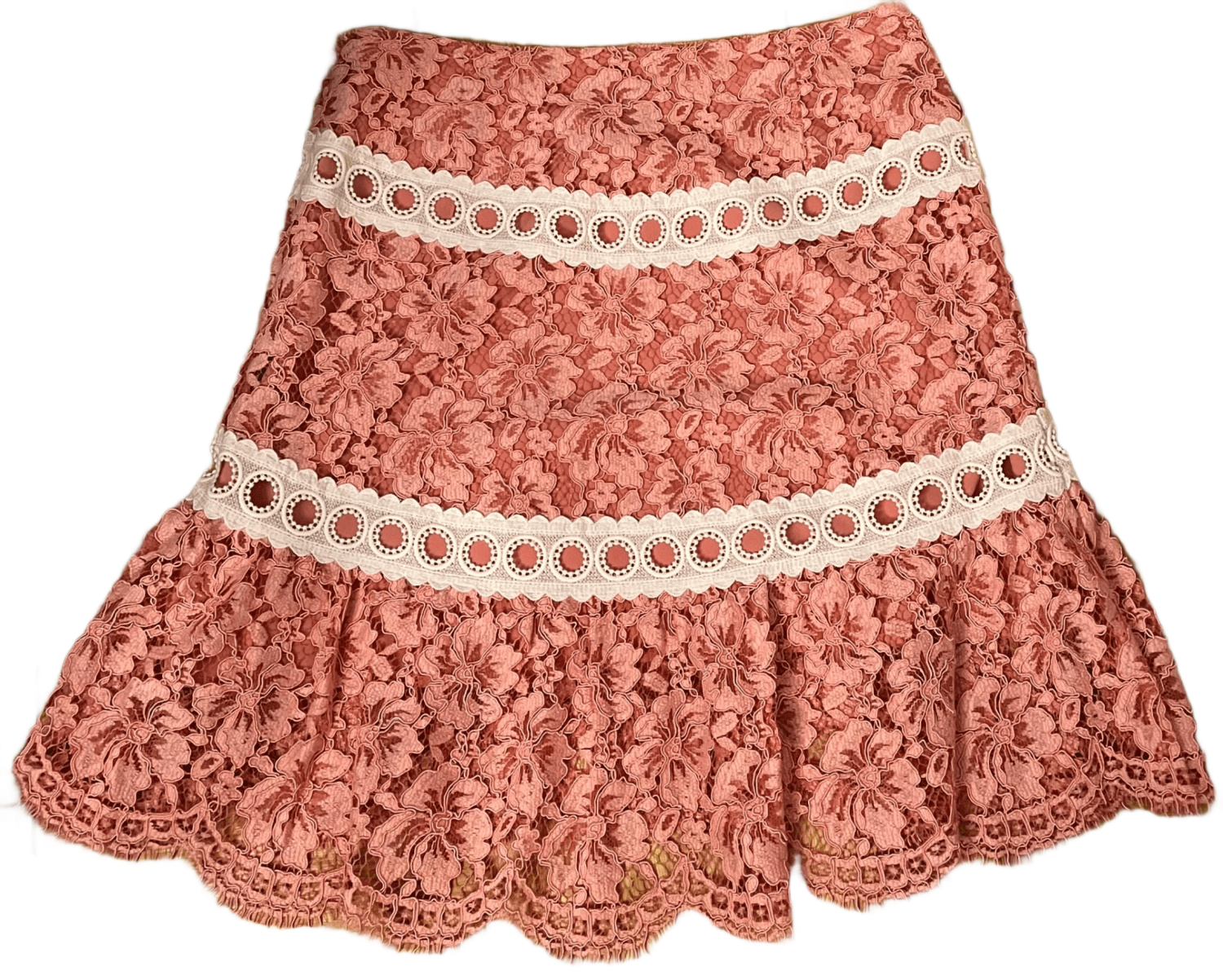 【海外限定】Sandroコットンスカート☆Mid-Rise Lace-Insert Cot Lace skirt finished with braid trim | Sandro | Sandro Secondhand