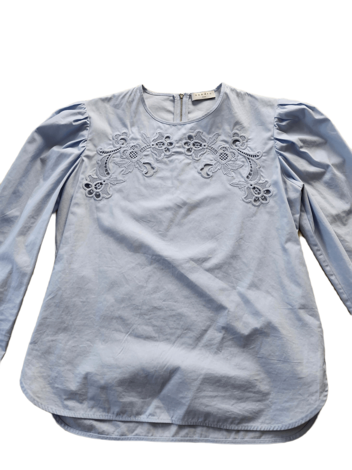 Shirt with puff sleeves and embroidery | Sandro | Sandro