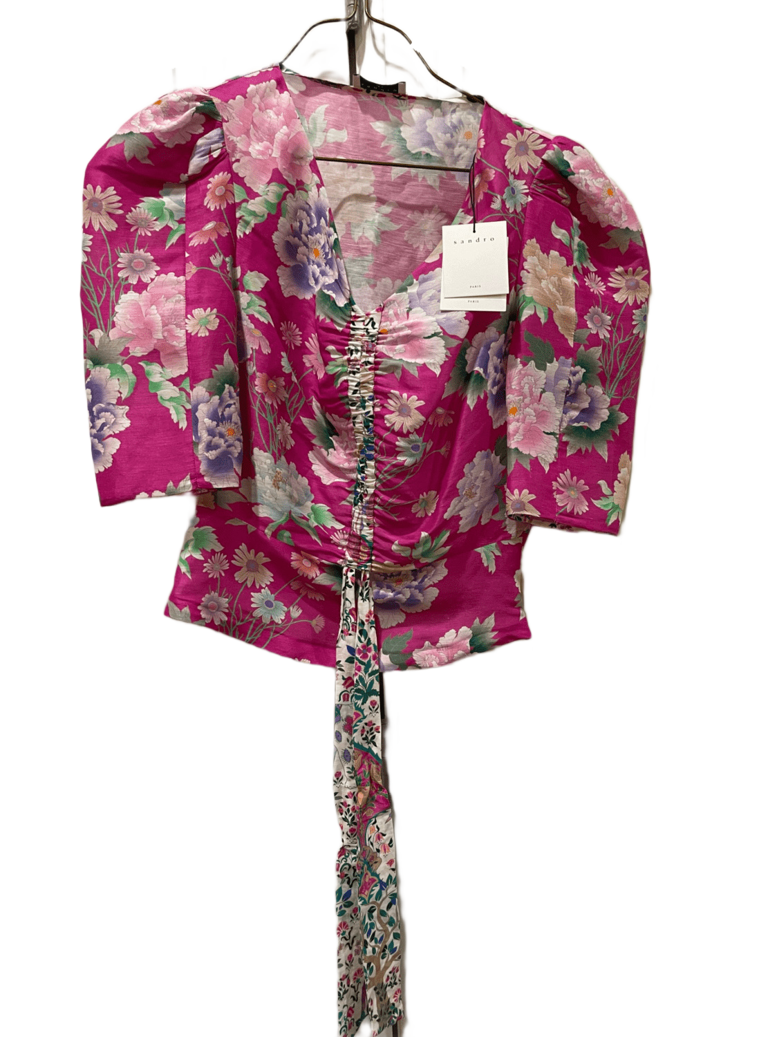 Linen and silk printed top | Sandro | Sandro Secondhand