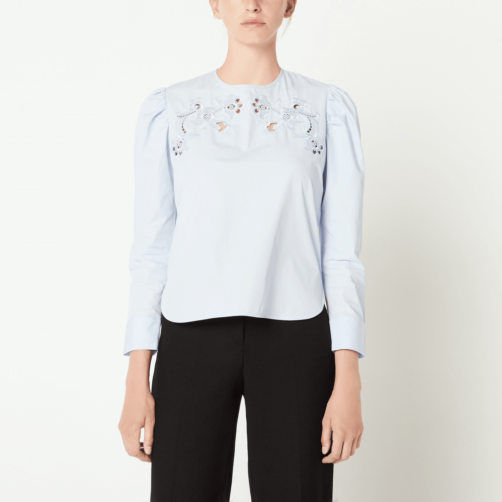 Shirt with puff sleeves and embroidery | Sandro | Sandro