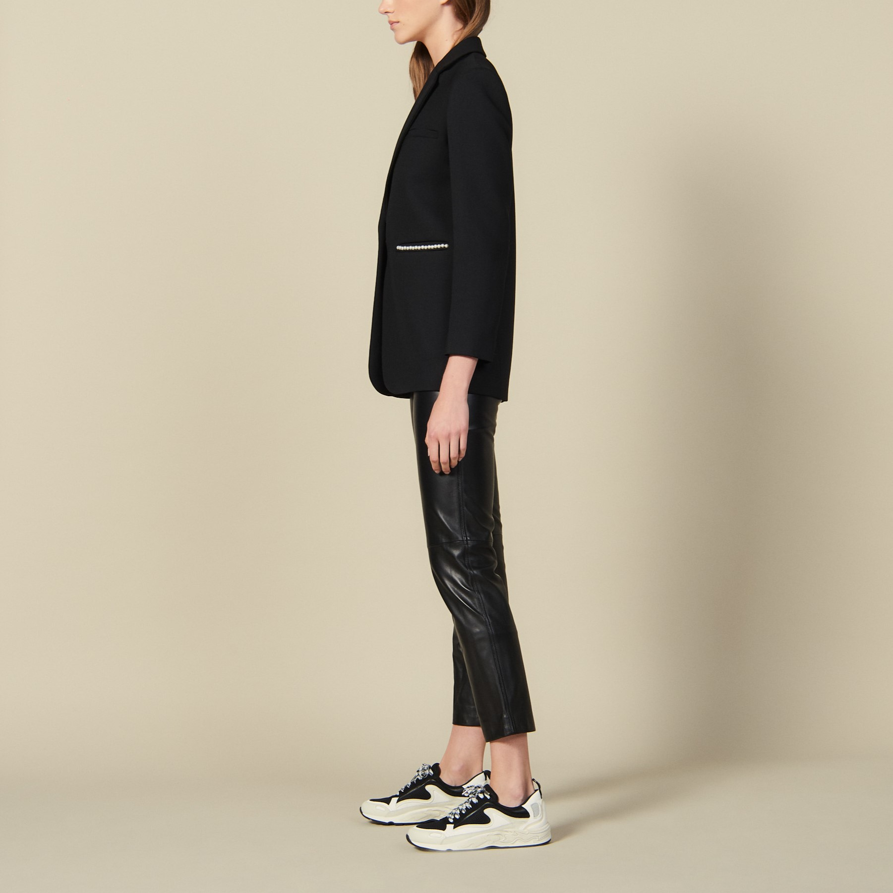 【海外限定】Sandroジャケット☆Bead-Embellished Cropped Stret SANDRO Cropped embellished denim jacket | THE OUTNET