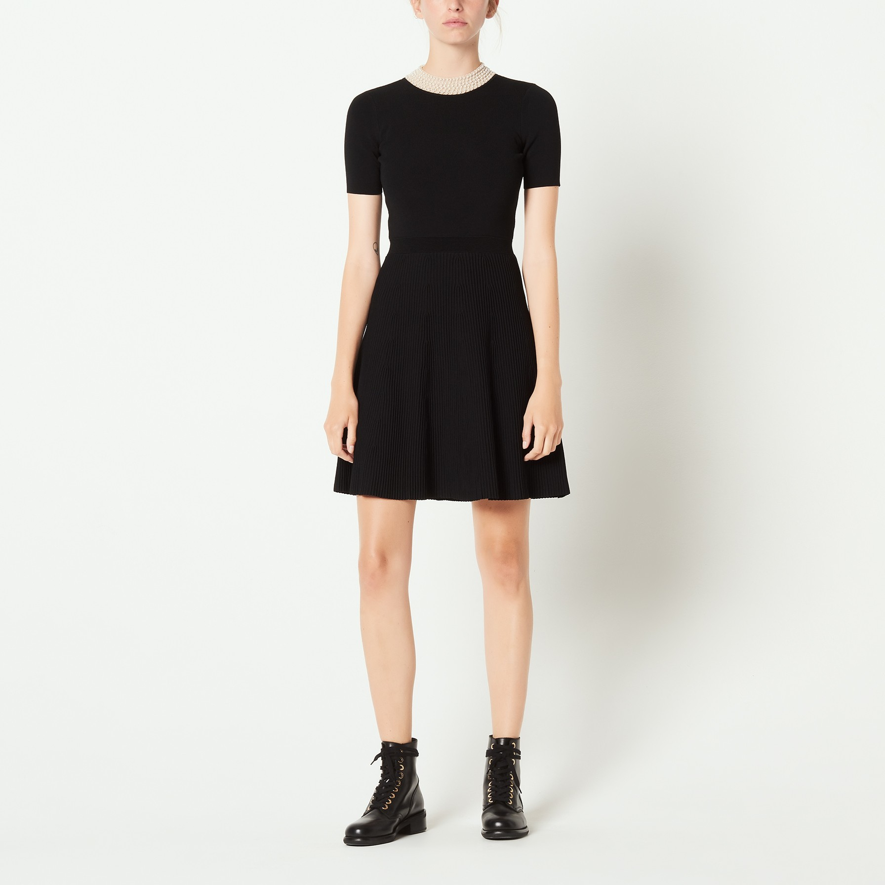 Short knit dress with jeweled collar | Sandro | Sandro