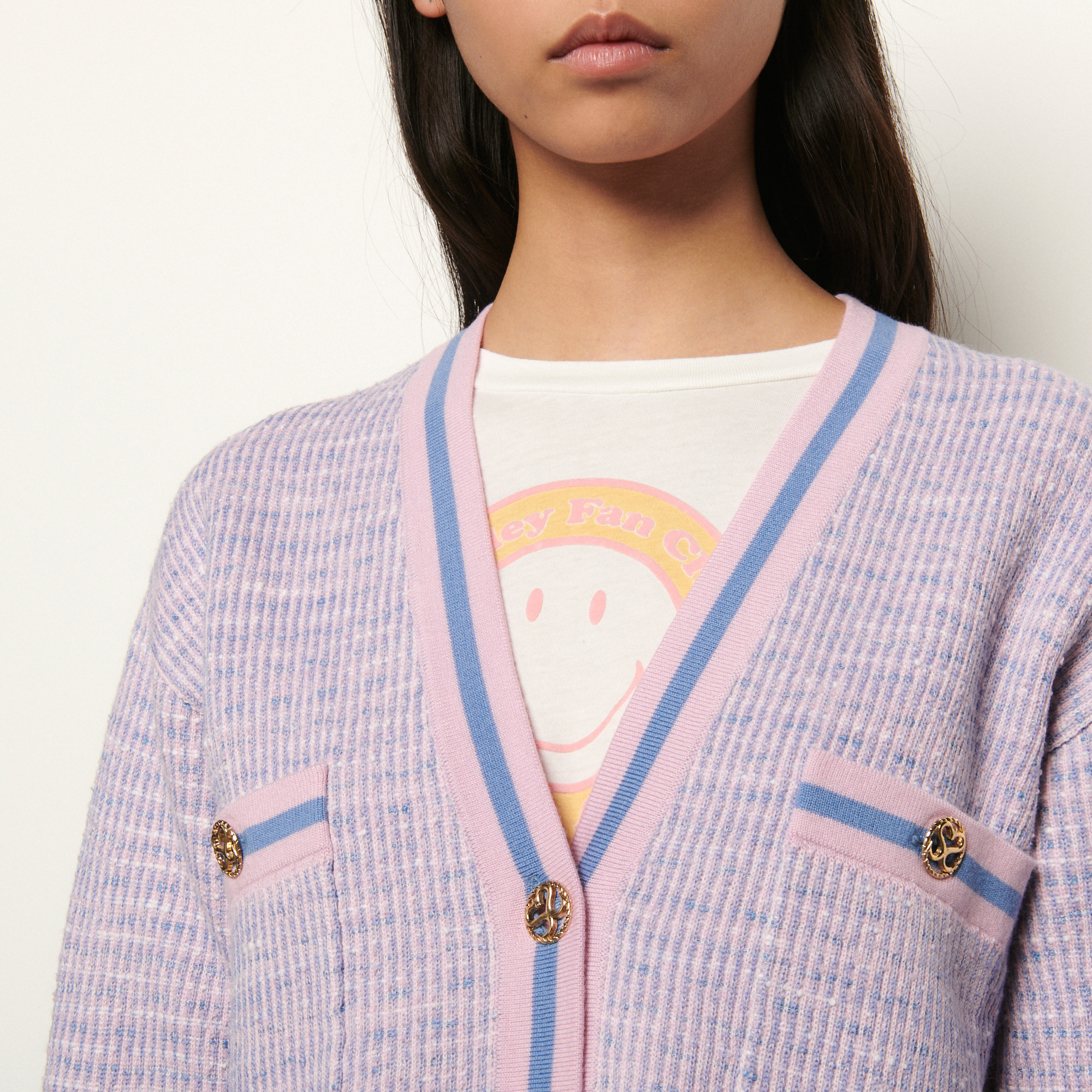 Cropped tweed effect cardigan | Sandro | Sandro Secondhand