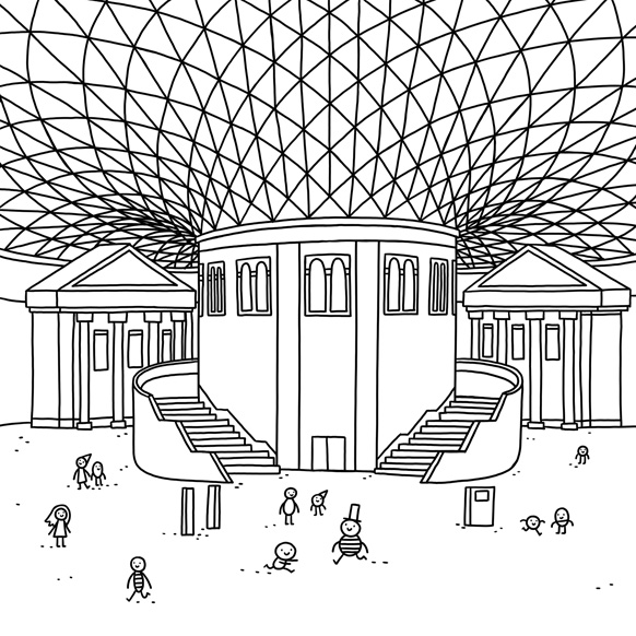 The Great Court of the British Museum, illustration by Thomas Flintham