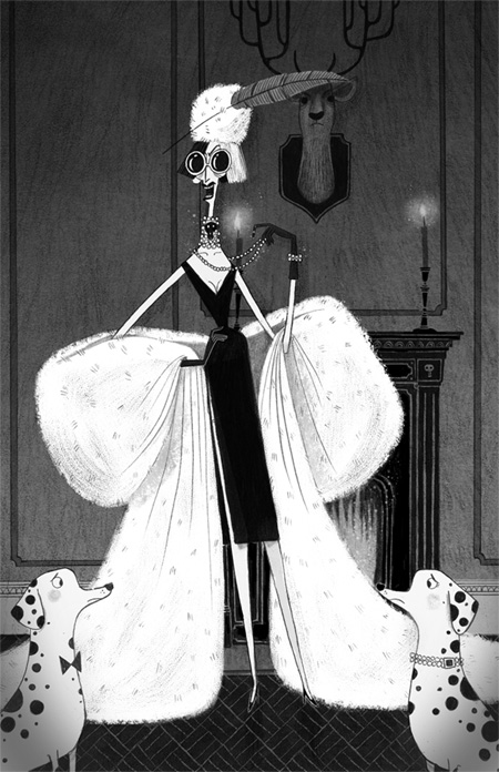 Cruella de Vil illustration by Alex T Smith