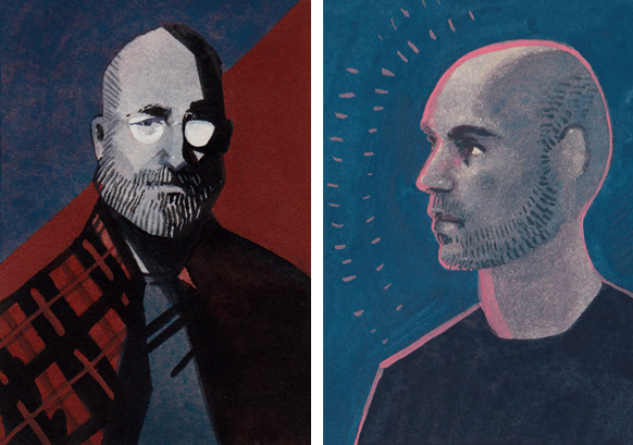 Mike Mignola and Dan Dos Santos portraits by Serena Malyon