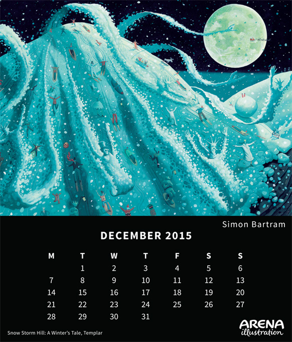 Arena Calendar December 2015, Snow Storm Hill by Simon Bartram
