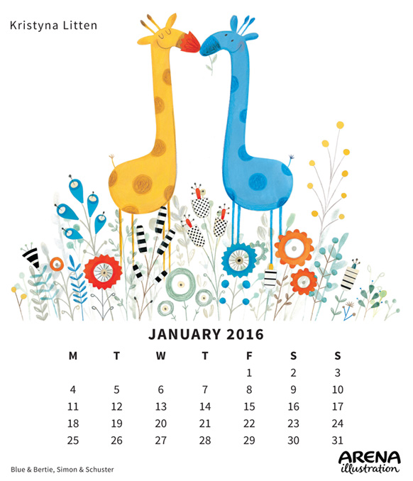 Kristyna Litten's Blue and Bertie, January 2016 Calendar
