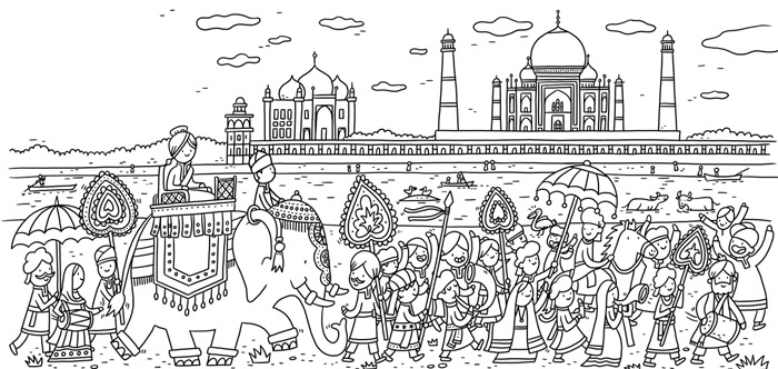 Thomas Flintham Around The World Colouring Book, India