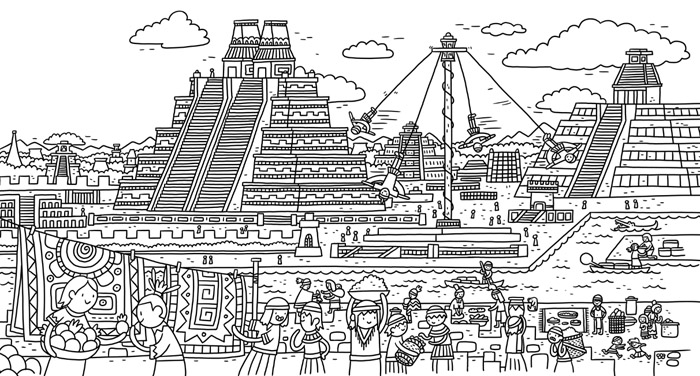 Thomas Flintham Around The World Colouring Book, Aztecs