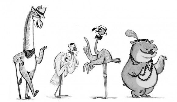 Fabio Flamingo character designs by Emily Fox