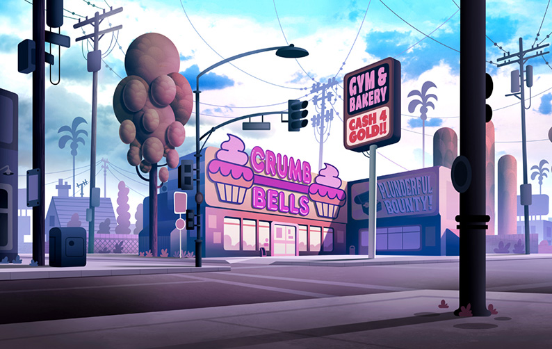Background and environment designs from the Netflix Original series, Pinky Malinky on which Chris Garbutt is Co-Creator, Executive Producer and Art Director.