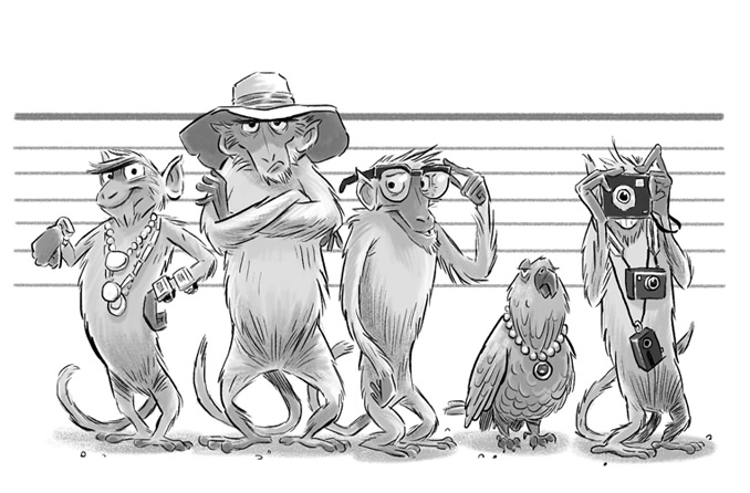 Animals Behaving Badly - Arena Illustration Animals Behaving Badly - Arena Illustration