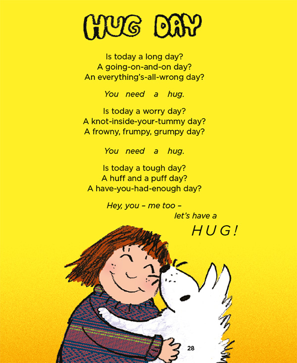 Hug Day - illustration by Neal Layton of a person hugging a dog