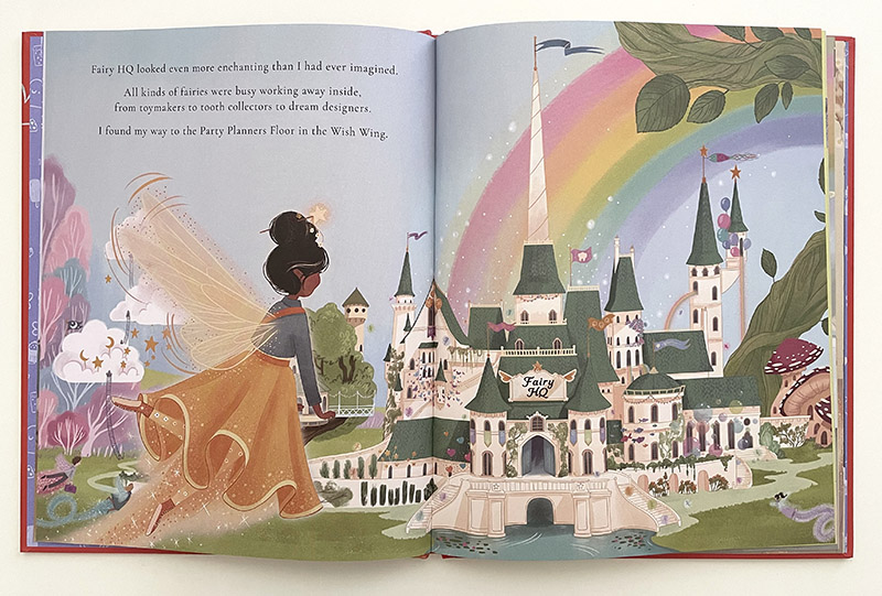 Second spread from Zizzi Moonbeam - Fairy Party Planner illustrated by Natalie Smillie