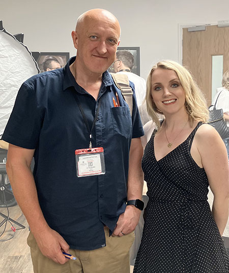 Photograph of illustrator Jonny Duddle and actor Evanna Lych