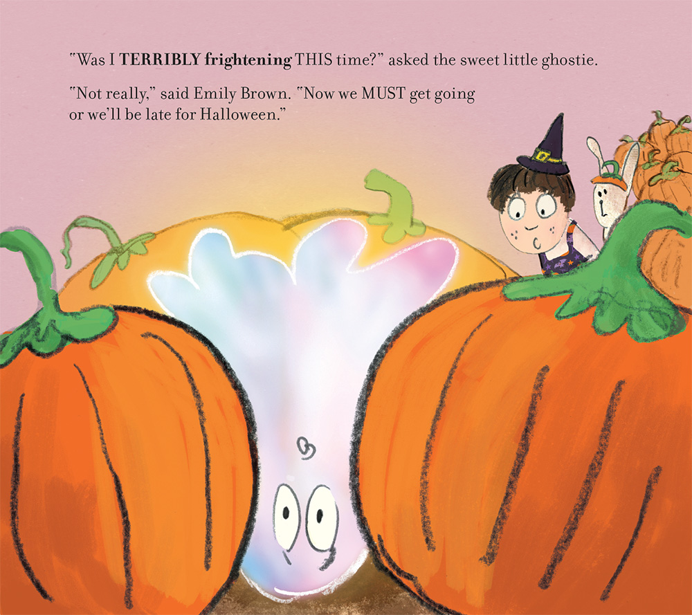 Ghostie in between pumpkins