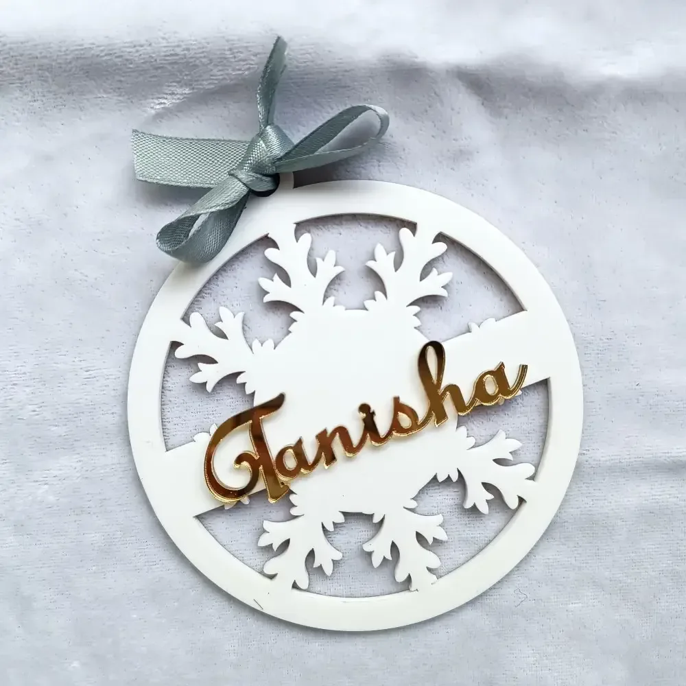 Personalized Name Christmas Tree Hanging Snow Flake Ornaments