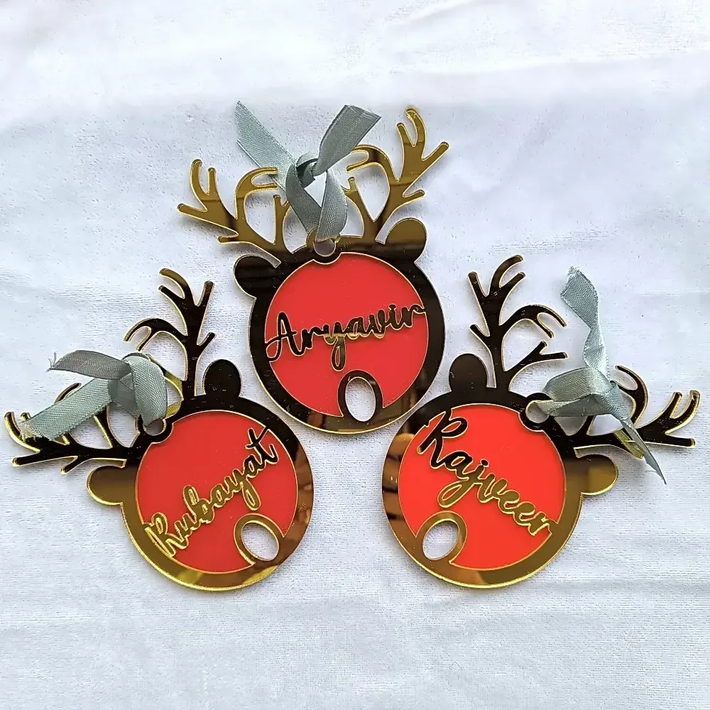 Personalized Name Christmas Tree Hanging Reindeer Ornaments