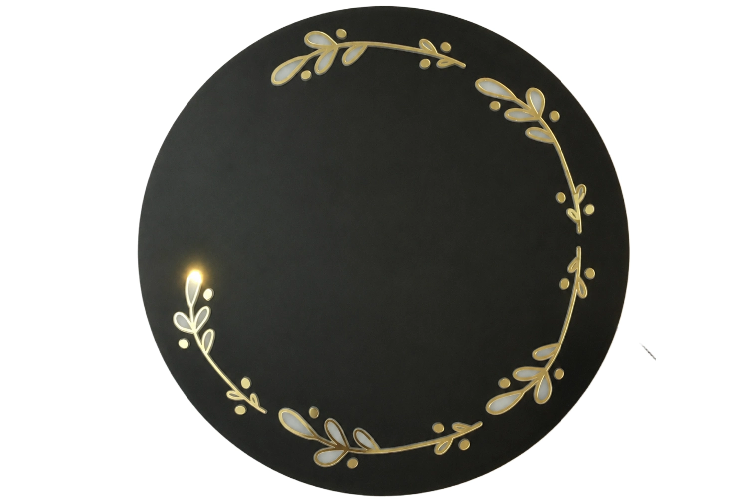 Customisable LED Backlit Round Name Plate with Floral Design, 16 Inch