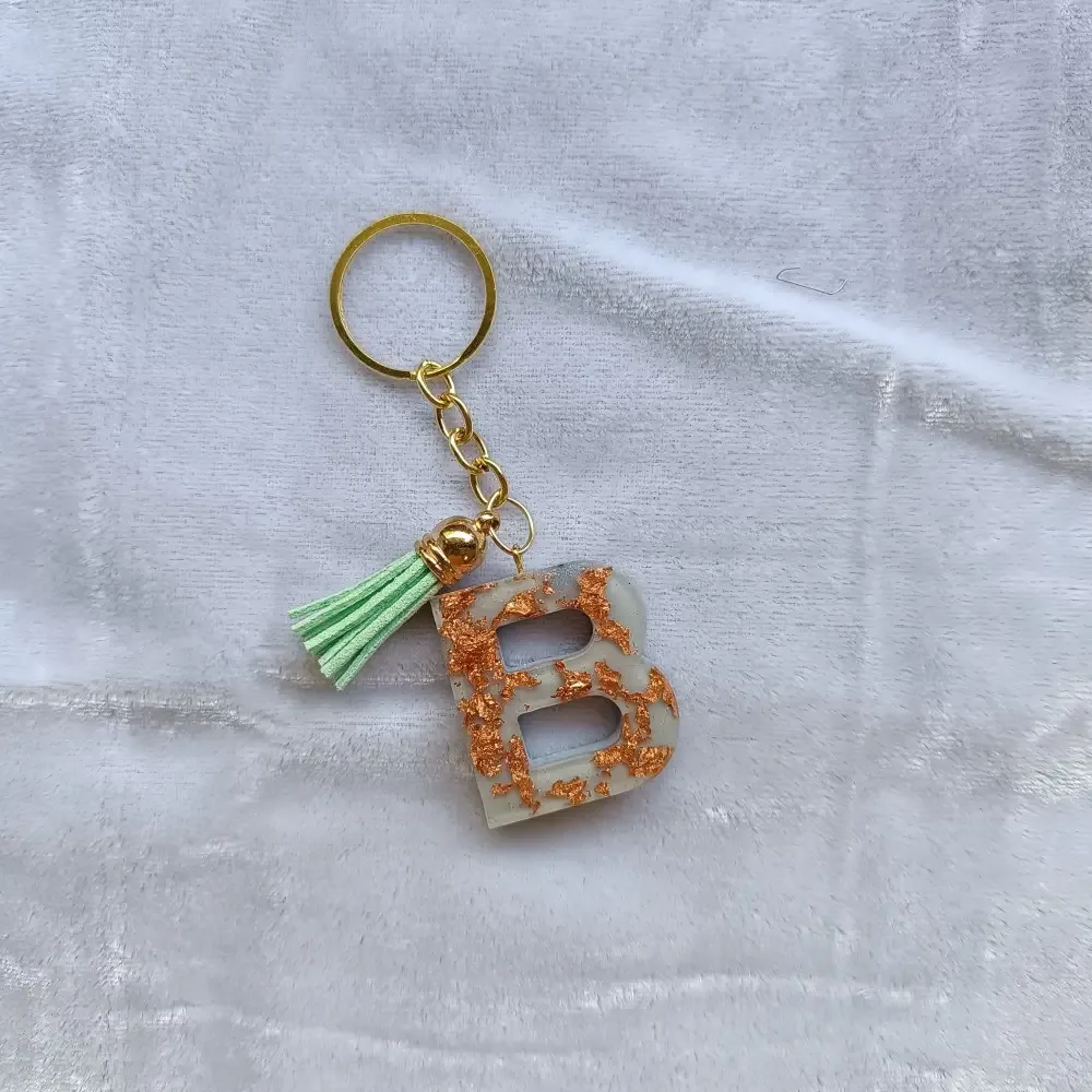 Personalized Handmade Resin Alphabet Keychain With Tassel For Men & Women - For Bike Wallet Purse