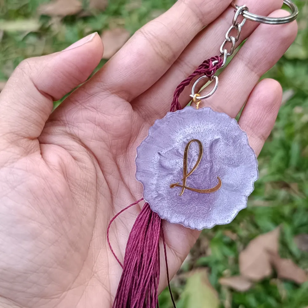 Handmade Resin Keychain with Acrylic Letter - Best Gifting Idea