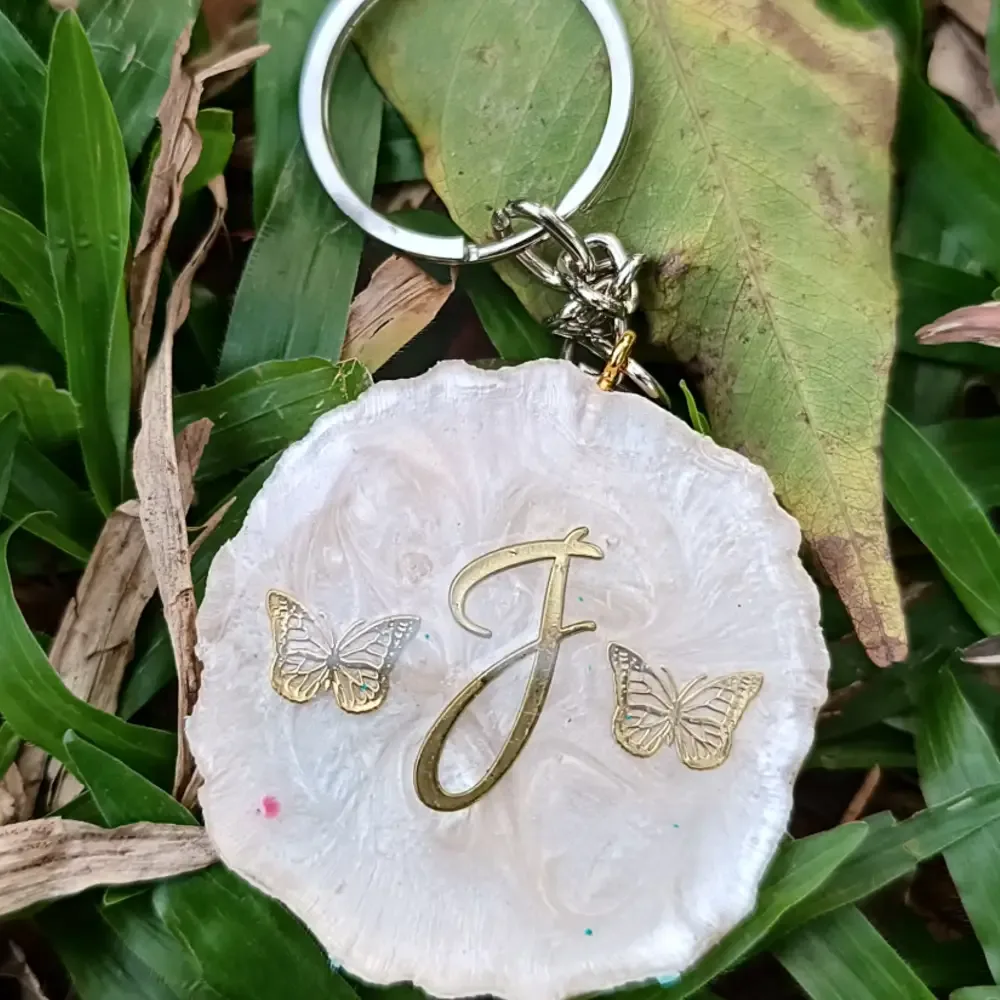 Resin and acrylic keychain with butterflies for gifting her