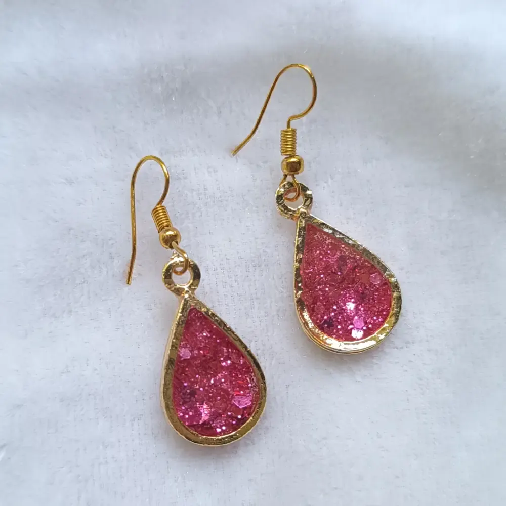 Glitter Teardrop Earrings for Women, Handmade Resin Drop Dangle Earrings, Jewelry Gifts