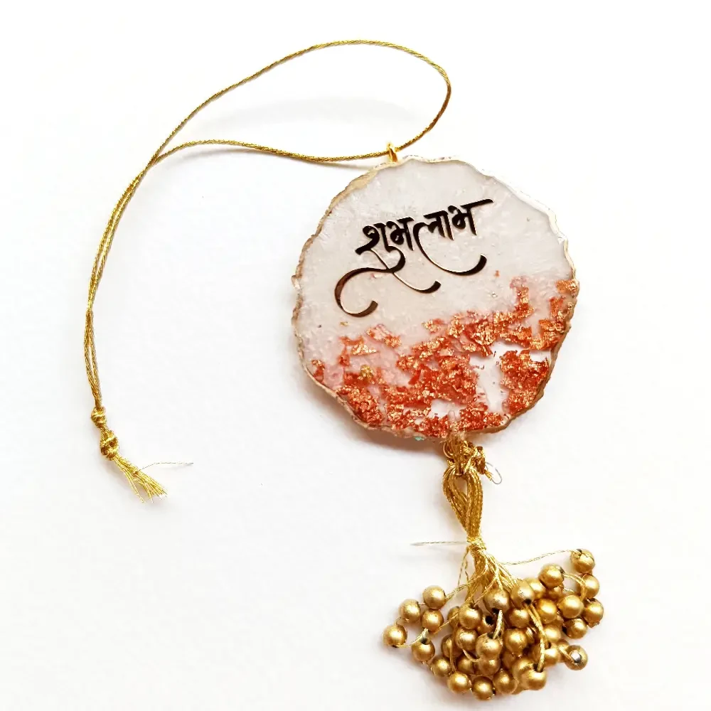 Handmade Resin Shubh Labh Hanging,  Home Decor for Mandir, Door and Festive Occasions