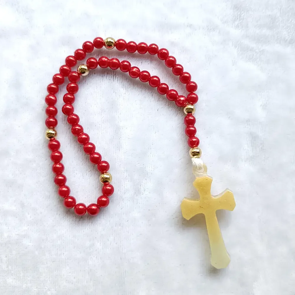 Cross Hanging for Car, Car Hanging Accessories with Red Beads