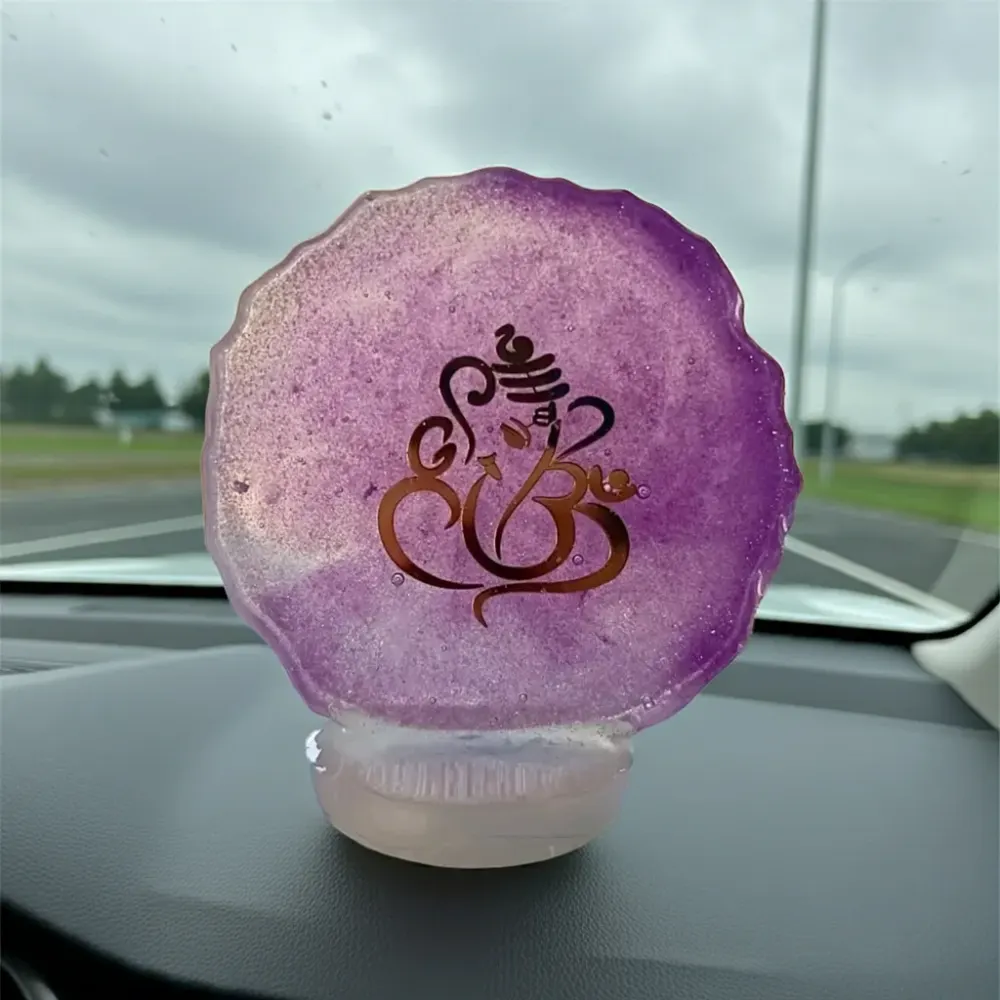 Handmade Resin Ganesha Idol with Stand for Car Dashboard, Resin Hindu God Statue