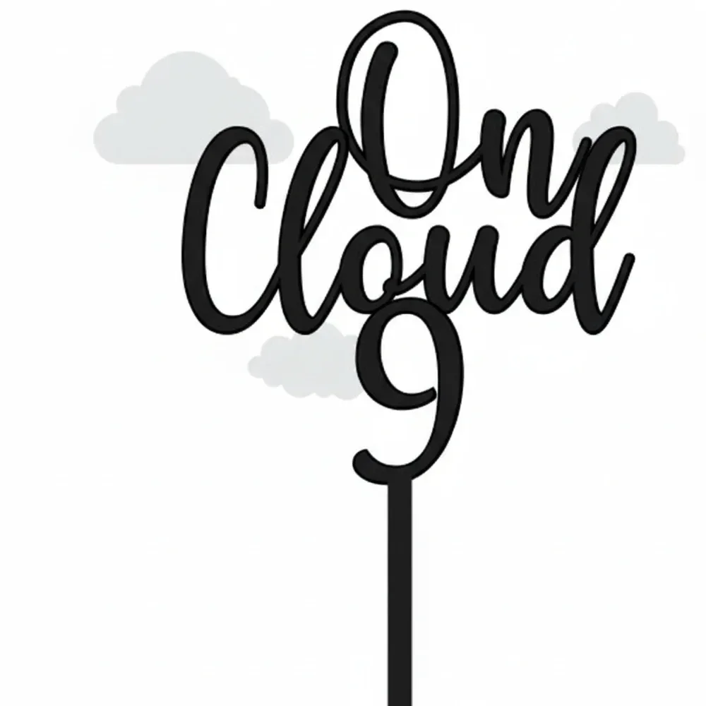   Happy Birthday On Cloud 9 Acrylic Cake Topper