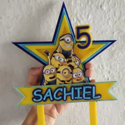 Happy Fifth Birthday Minions Personalized Cake Topper