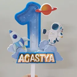 Personalized First Birthday Astronaut 3D Cake Topper