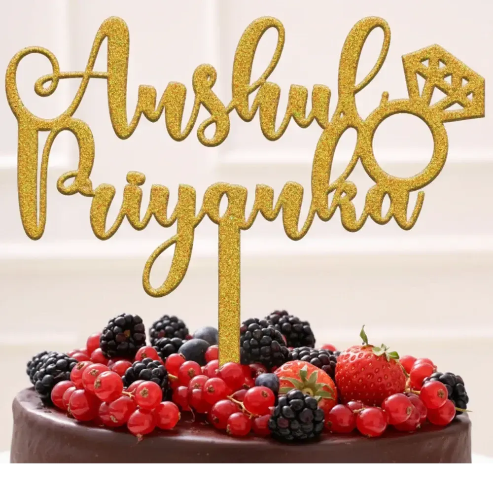 Happy Anniversary Personalized Couple Cake Topper