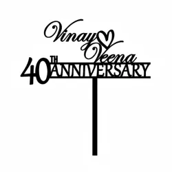 40th Anniversary Cake Topper - Elegant, Handmade & Perfect for Celebrations
