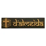Customisable Catholic Cross Nameplate, Sleeper Wood Base with MDF Letters, Hand Painted, PU Polished, 20x5 Inches