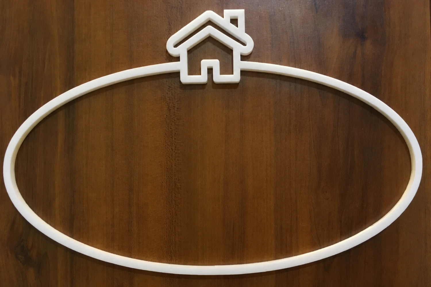 Customisable House Name Plate, White Acrylic, Oval Shape, 30 x 23 cm, with House Icon