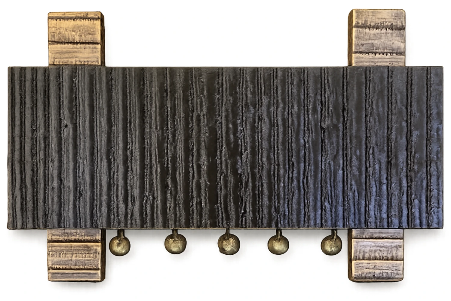 Customisable Wooden Nameplate with Brass Ghungroos, Copper Shade Aluminium Letters, Hand Painted, PU Polished, 12x7 Inches