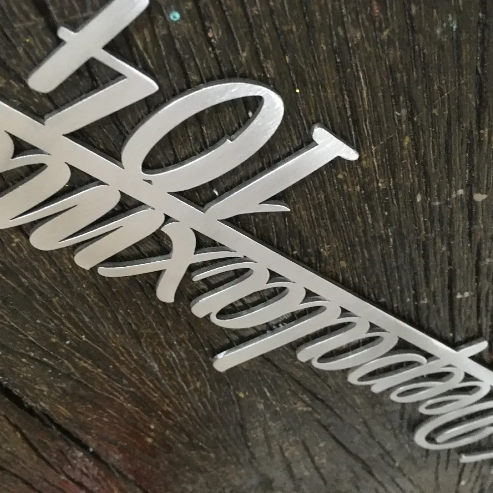 Custom Stainless Steel Name Plate, SS 304 Grade, Matte Brush Finish, 14 x 4 Inches, Personalised Home Door Sign