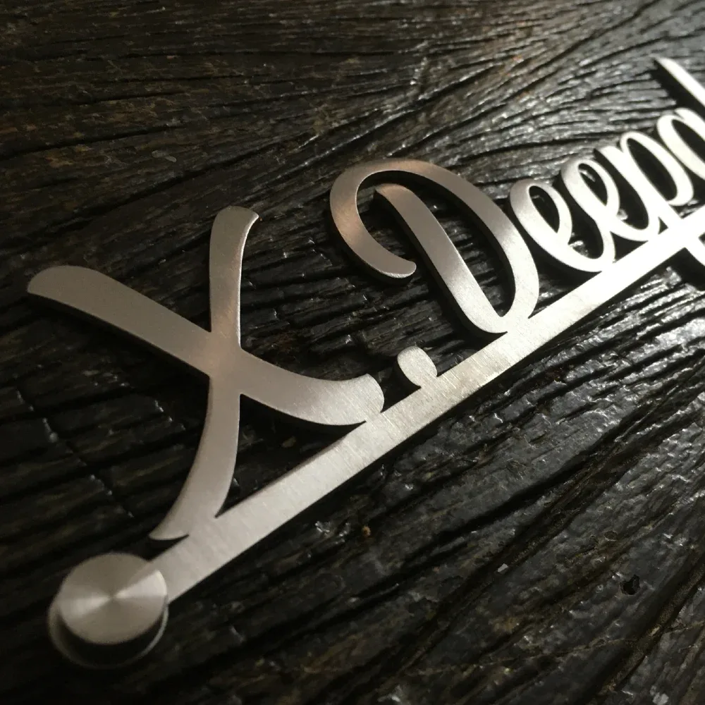 Custom Stainless Steel Name Plate, SS 304 Grade, Matte Brush Finish, 14 x 4 Inches, Personalised Home Door Sign