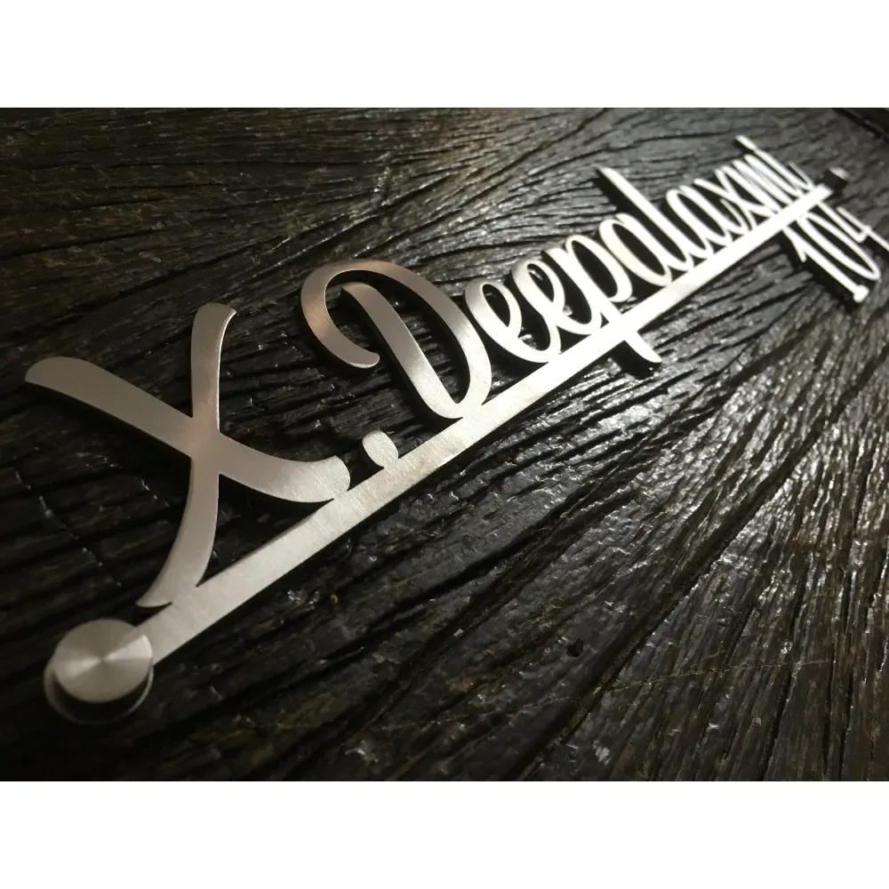 Custom Stainless Steel Name Plate, SS 304 Grade, Matte Brush Finish, 14 x 4 Inches, Personalised Home Door Sign