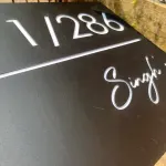 Personalised LED Illuminated House Name Plate, Matte Black Acrylic, Custom Name and Number Sign, 45.7 x 40.6 cm